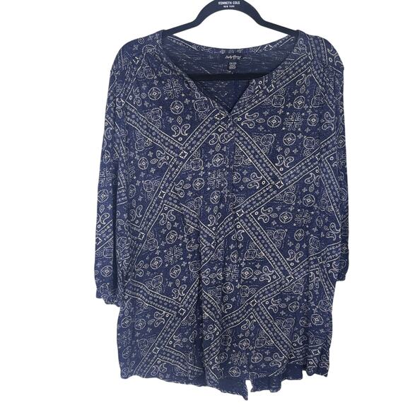 Lucky Brand Tops - Lucky Brand Long Sleeve Tunic Top Women’s 2X Bohemian Bandana Print